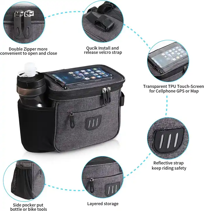Handlebar Bag Large Bicycle Front Storage Pouch Bag